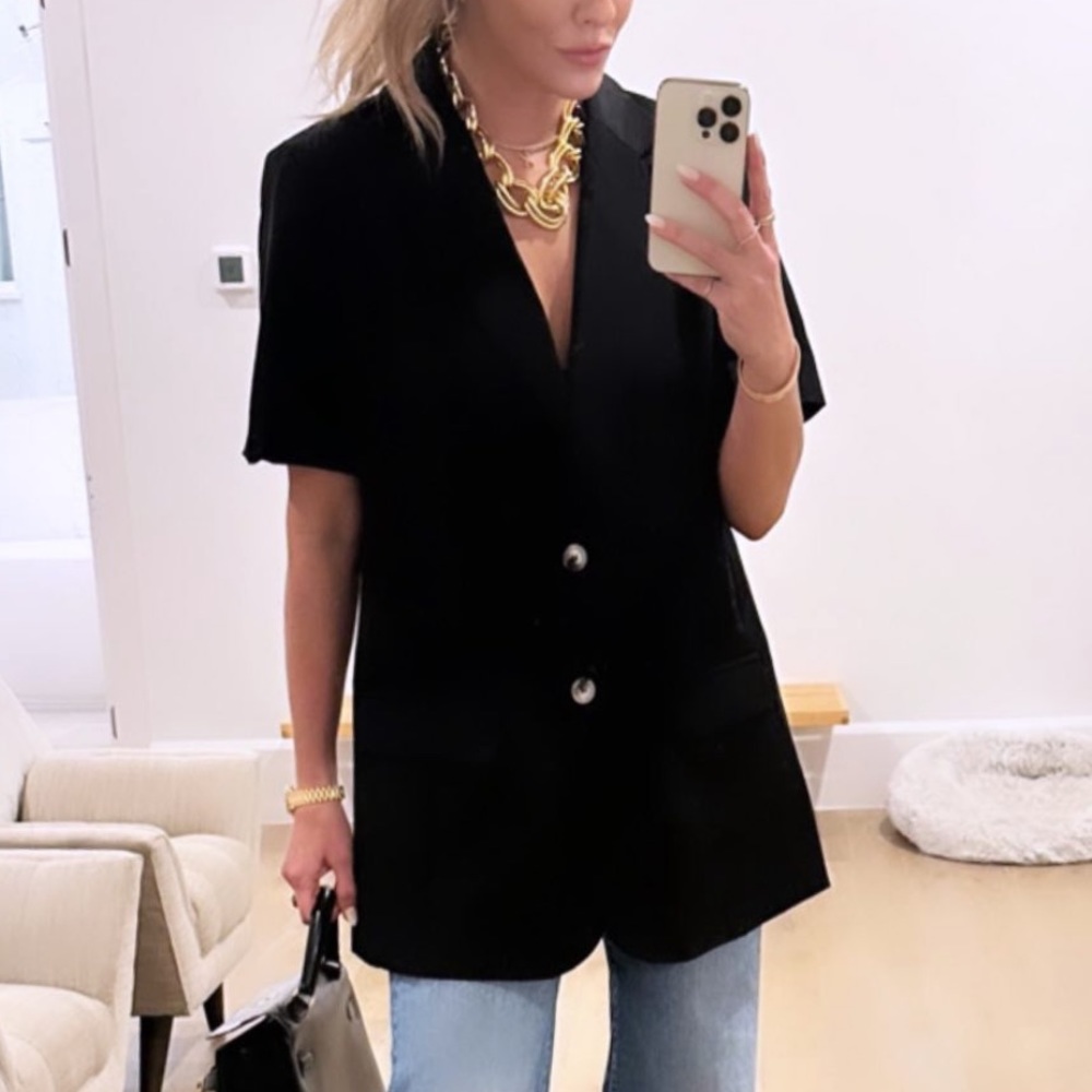 Chic Black Blazer with Silver Buttons